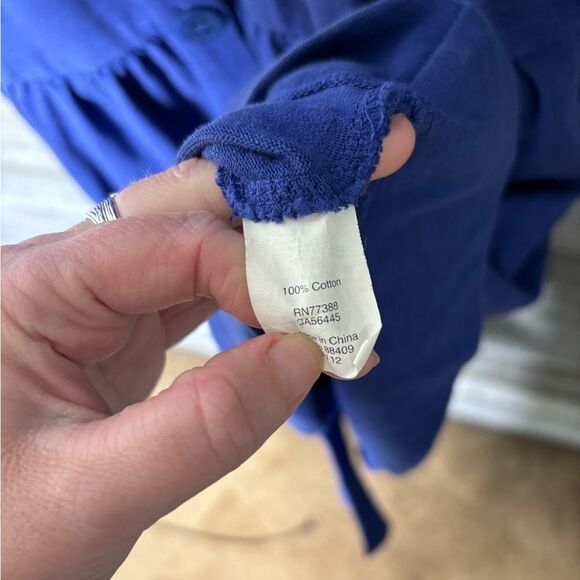 J Crew XS cobalt blue racerback button down midi dress cotton - Picture 5 of 6